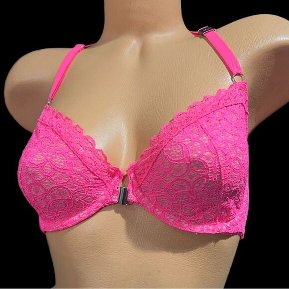 Victorias Secret Dream Angels Unlined Demi Underwire Racerback Lace bra Pink - Picture 3 of 10